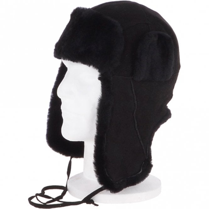 Ashwood Leather Unisex Sheepskin Trapper Hat Black : Barin
