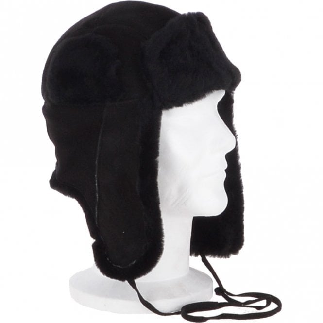 Ashwood Leather Unisex Sheepskin Trapper Hat Black : Barin