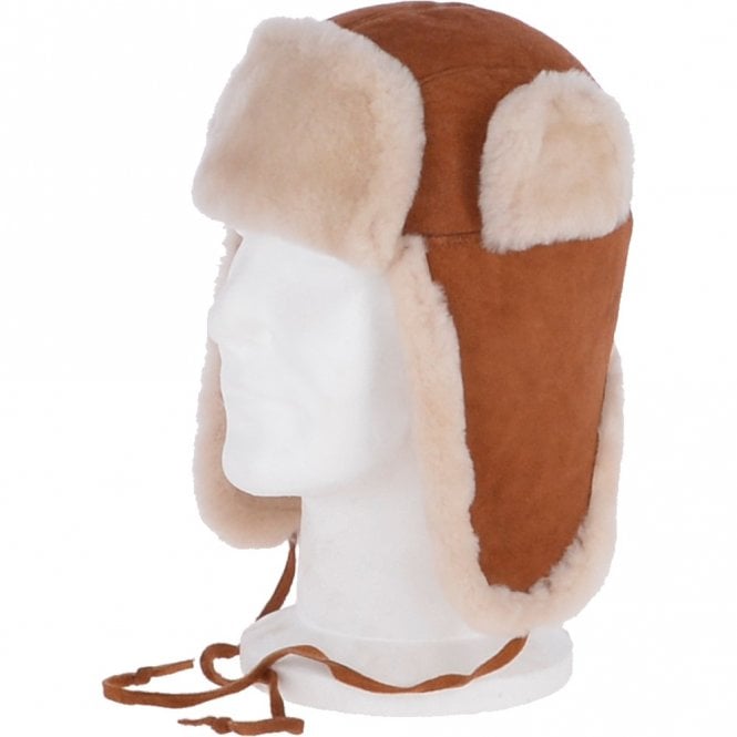 Ashwood Leather Unisex Sheepskin Trapper Hat Tan/ Cream: Barin