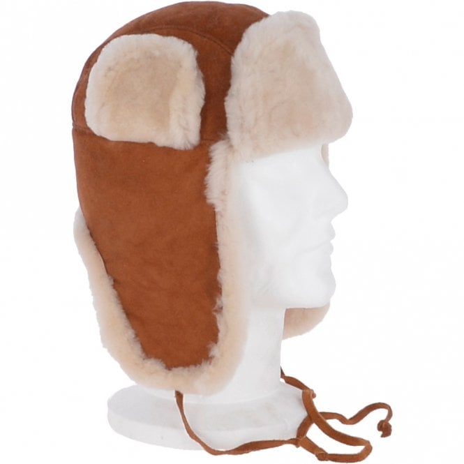 Ashwood Leather Unisex Sheepskin Trapper Hat Tan/ Cream: Barin