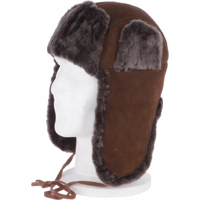 Ashwood Leather Unisex Sheepskin Trapper Hat Tobacco : Barin