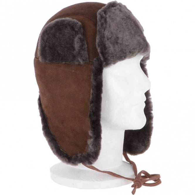 Ashwood Leather Unisex Sheepskin Trapper Hat Tobacco : Barin