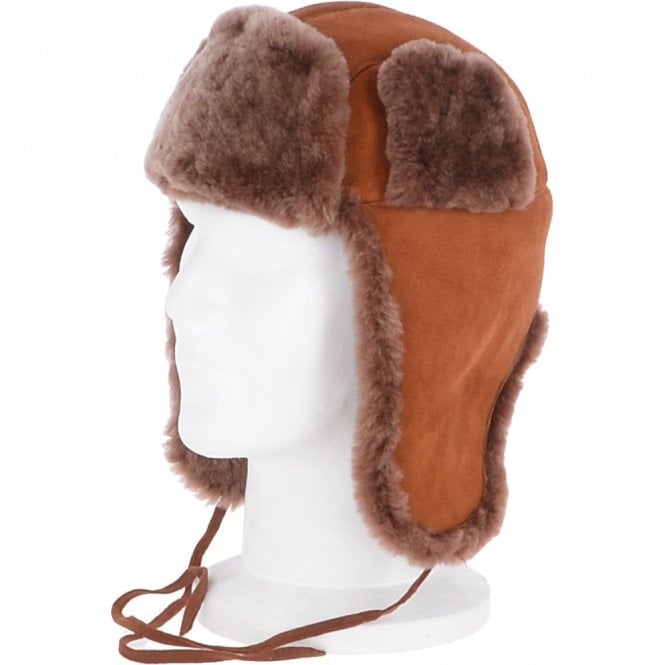 Ashwood Leather Unisex Sheepskin Trapper Hat Whisky : Barin