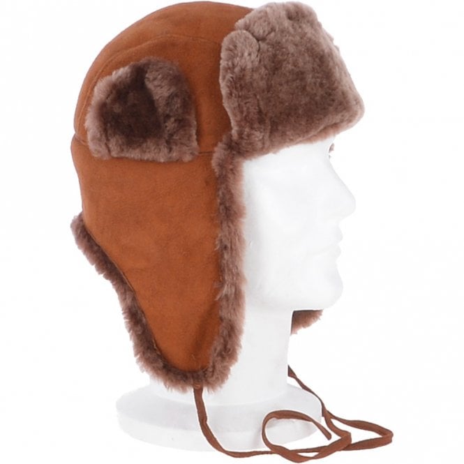 Ashwood Leather Unisex Sheepskin Trapper Hat Whisky : Barin