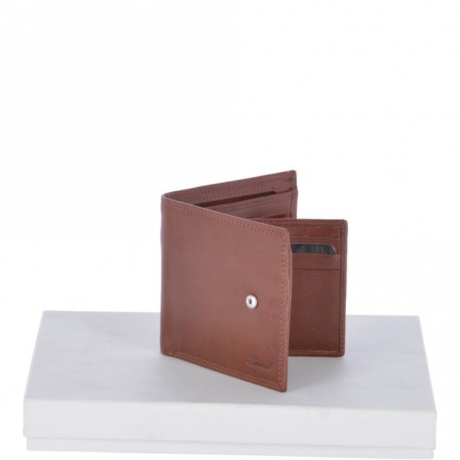 Ashwood Leather Vegetable Tanned 8 Card ID & Coins & Zip Billfold Tab Leather Wallet Tan : 1258-VT
