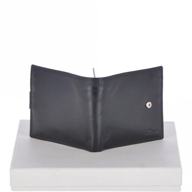 Ashwood Leather Vegetable Tanned 8 Card ID & Coins & Zip Billfold Tab Leather Wallet Black : 1258-VT