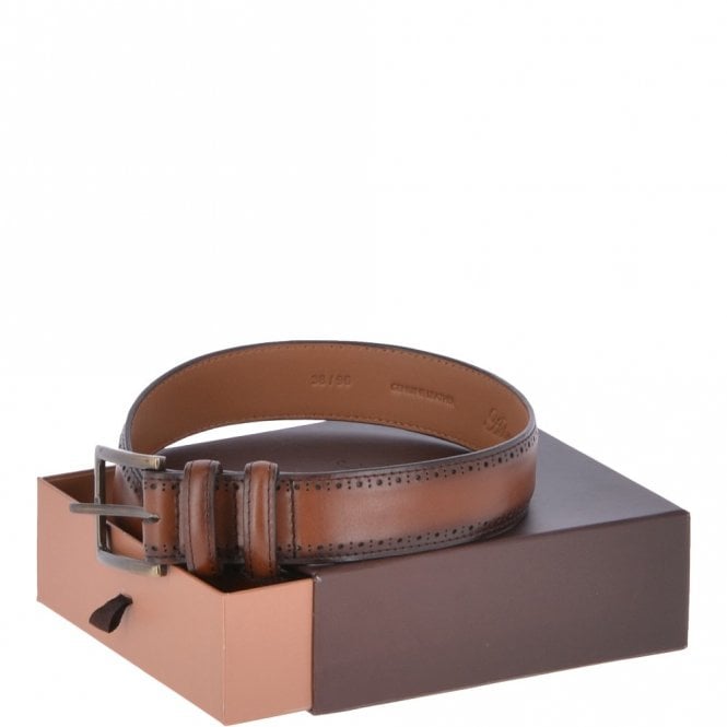 Ashwood Leather Vegetable Tanned Classic Leather Brogue Belt Tan : 1997