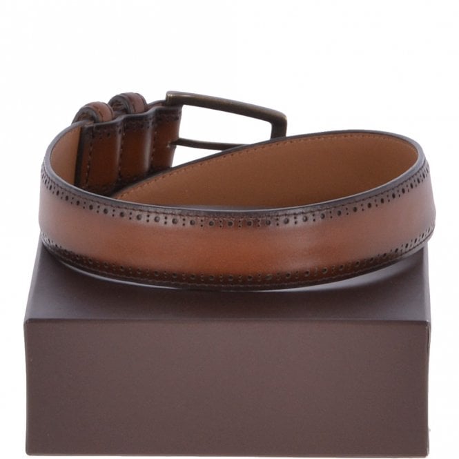 Ashwood Leather Vegetable Tanned Classic Leather Brogue Belt Tan : 1997