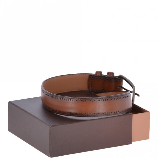 Ashwood Leather Vegetable Tanned Classic Leather Brogue Belt Tan : 1997