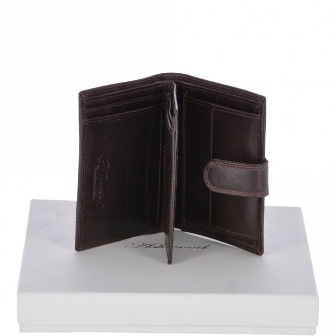 ashwood leather Vegetable Tanned Flip Side 6 card ID & Coins Dual Bill fold Tab Leather Wallet Brown : 1246-VT