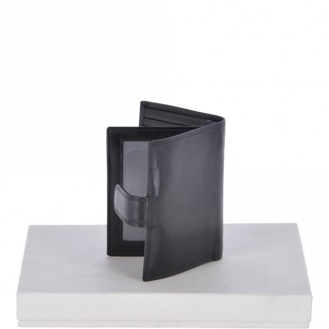 Ashwood Leather Vegetable Tanned Flip Side 6 Card ID & Coins Dual Bill Fold Tab Leather Wallet Black : 1246-VT