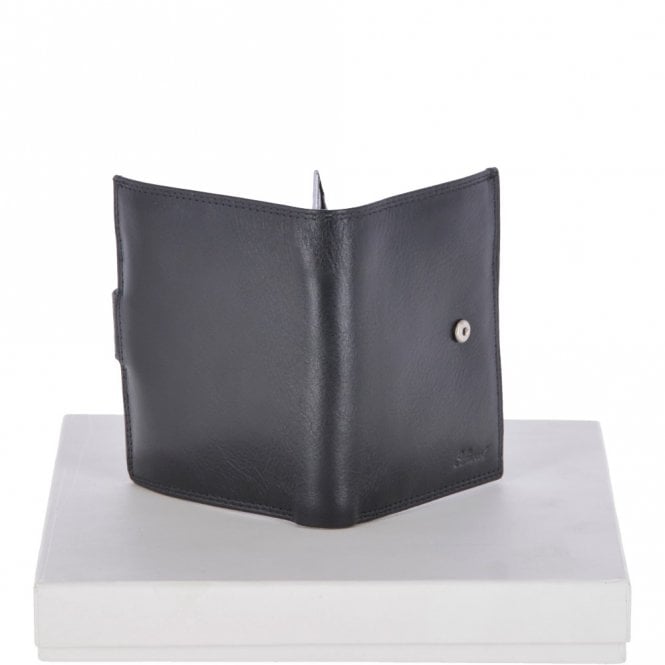 Ashwood Leather Vegetable Tanned Flip Side 6 Card ID & Coins Dual Bill Fold Tab Leather Wallet Black : 1246-VT