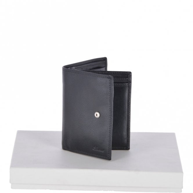 Ashwood Leather Vegetable Tanned Flip Side 6 Card ID & Coins Dual Bill Fold Tab Leather Wallet Black : 1246-VT