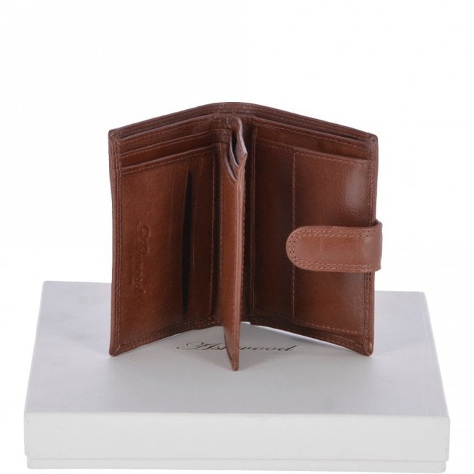 ashwood leather Vegetable Tanned Flip Side 6 card ID & Coins Dual Bill fold Tab Leather Wallet Tan : 1246-VT