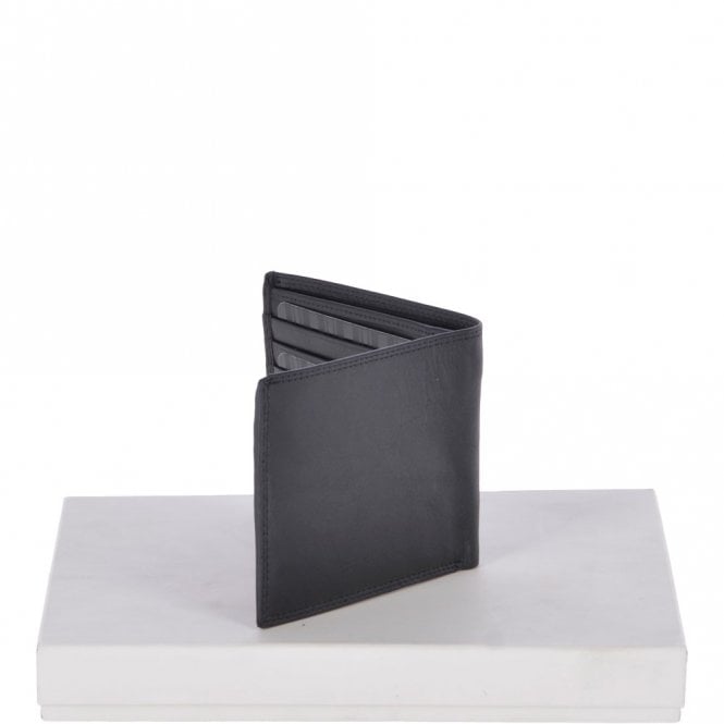 Ashwood Leather Vegetable Tanned Leather Classic 8 Card Bill Fold Wallet Black : 1211-VT