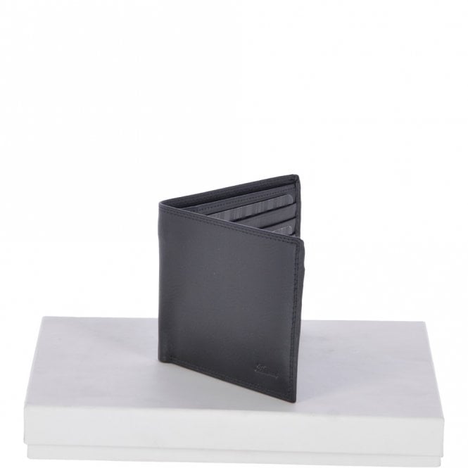 Ashwood Leather Vegetable Tanned Leather Classic 8 Card Bill Fold Wallet Black : 1211-VT