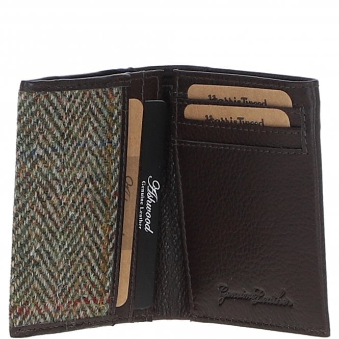 Ashwood Leather Versatile Ashwood Leather X Harris Tweed RFID Secure Wallet Brown/Green: TW-17-09-BG