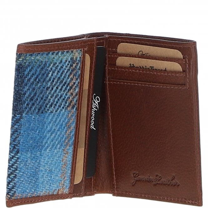 Ashwood Leather Versatile Ashwood Leather X Harris Tweed RFID Secure Wallet Tan/LT Blue: TW-17-05-TB