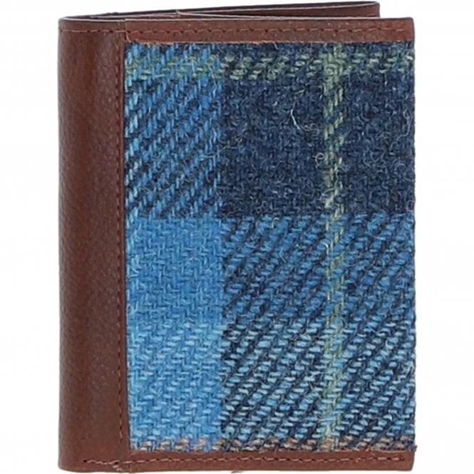 ashwood leather Versatile Ashwood Leather x Harris Tweed RFID Secure Wallet Tan/LT Blue: TW-17-05-TB