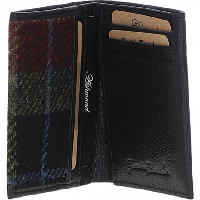 Ashwood Leather Versatile Ashwood Leather X Harris Tweed RFID Secure Wallet Black/Green/Red: TW-17-07-BR