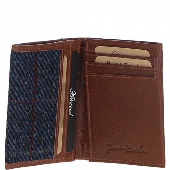 Ashwood Leather Versatile Ashwood Leather X Harris Tweed RFID Secure Wallet Tan/Navy: TW-17-011-TN