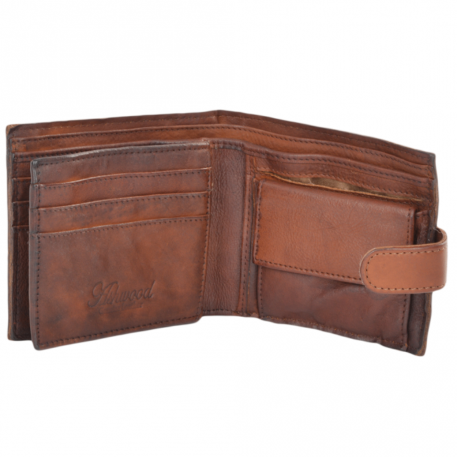 Ashwood Leather Vintage Dipped 9 Card Bill Fold Leather Wallet Rust : 1775