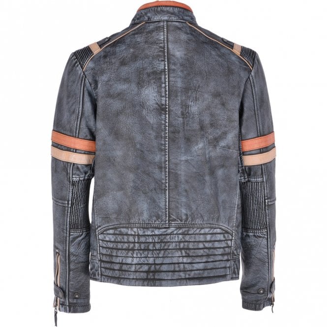 Ashwood Leather Vintage Leather Biker Jacket Blue/ Black : Jaxon