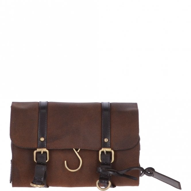 Ashwood Leather Vintage Oily Hanging Leather Wash Bag Brown : Liam WB