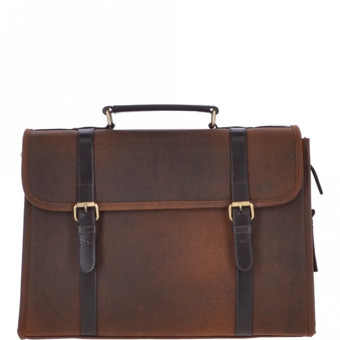 ashwood leather Vintage Oily Hunter Leather Briefcase Brown: Walter