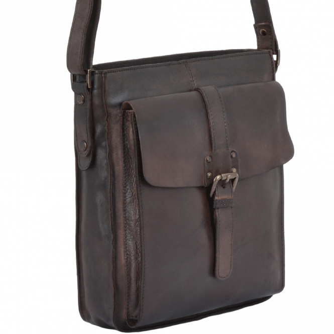 Ashwood Leather Vintage Wash Leather A4 Side Bag Brown : 7994