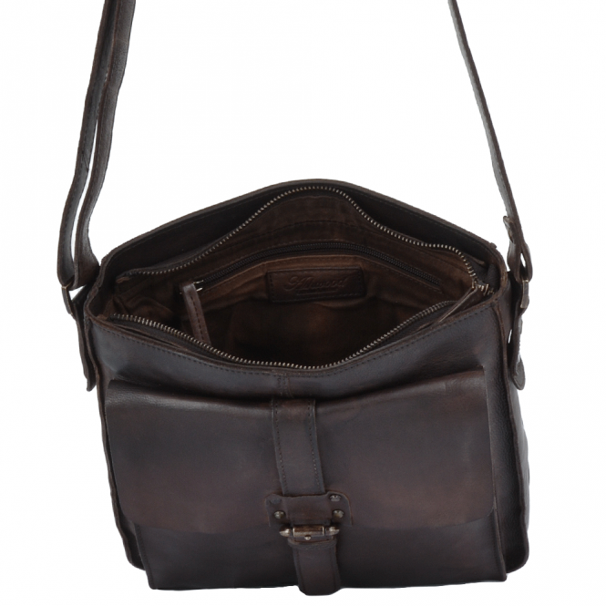 Ashwood Leather Vintage Wash Leather A4 Side Bag Brown : 7994