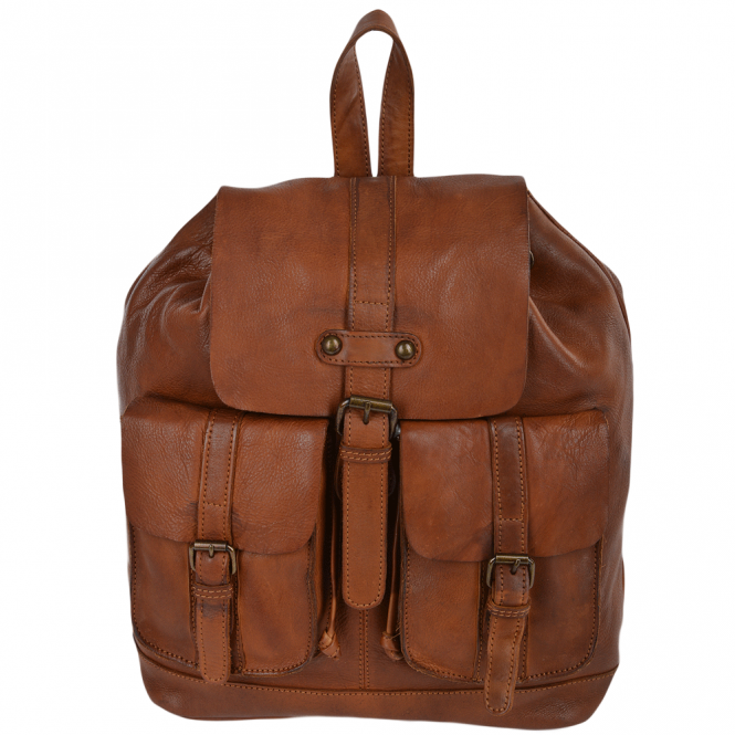 ashwood leather Vintage Wash Leather Rucksack Rust : 7990