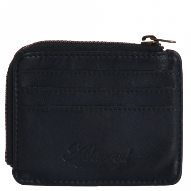 ashwood leather Vintage Wash Slim Leather Wallet Navy : 1364