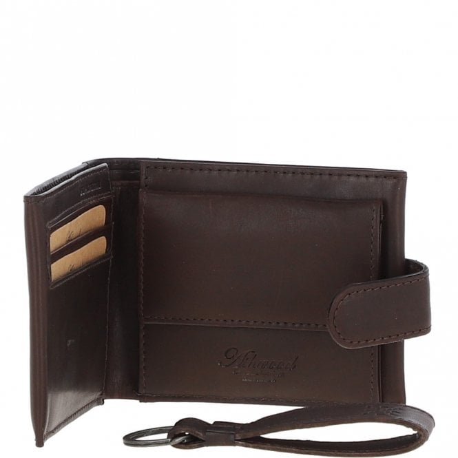 Ashwood Leather Waxy Leather RFID Wallet & Key Ring Set Brown: W-85