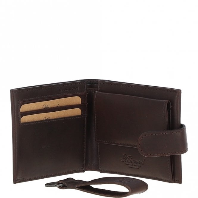 ashwood leather Waxy Leather RFID Wallet & Key Ring Set Brown: W-85