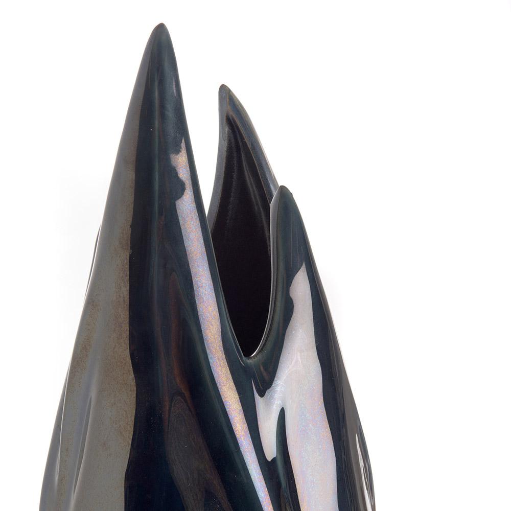 Ashwood Leather BLUE AND BLACK FLAME VASE L