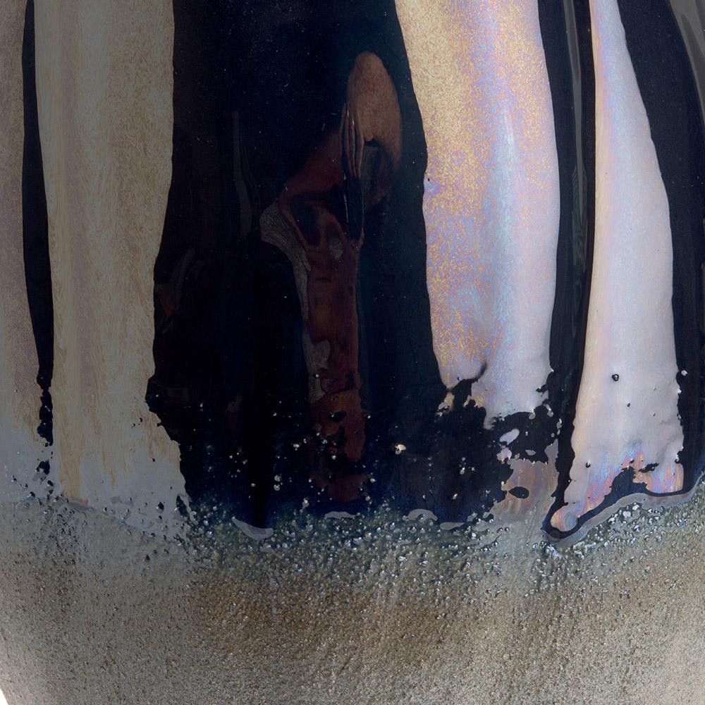 Ashwood Leather BLUE AND BLACK FLAME VASE L