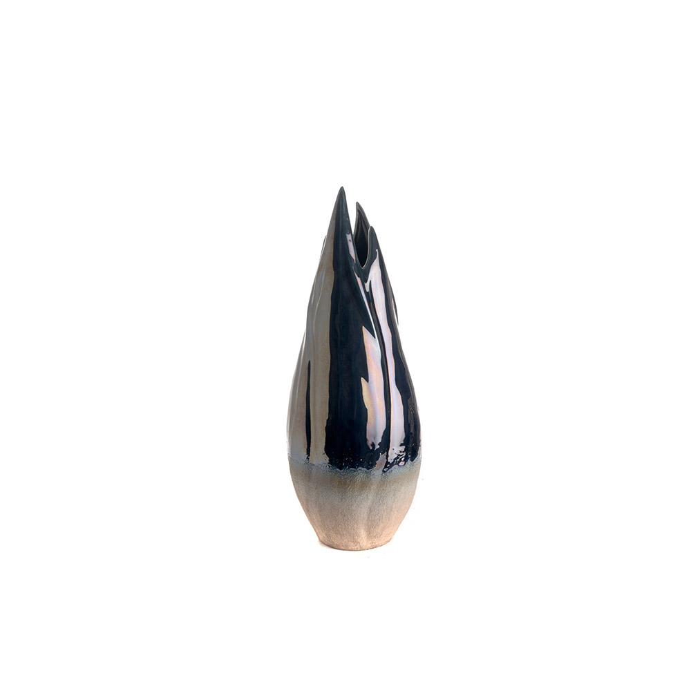 ashwood leather BLUE AND BLACK FLAME VASE L