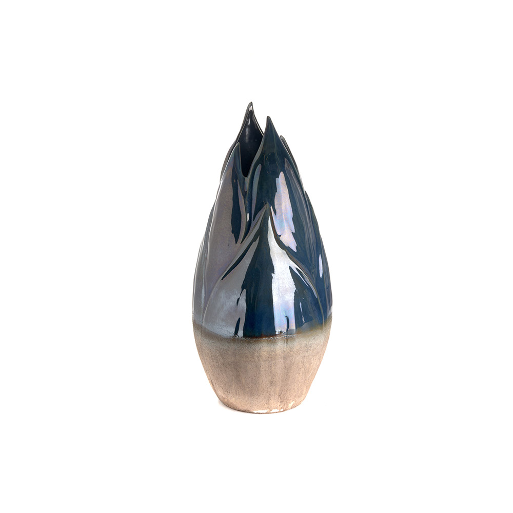 ashwood leather BLUE AND BLACK FLAME VASE XXL
