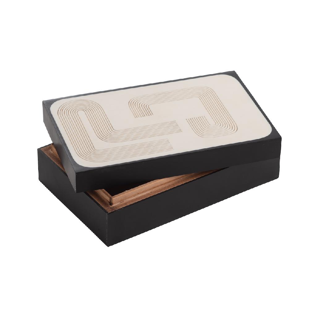 Ashwood Leather BOX BLACK LID IVORY SILVER