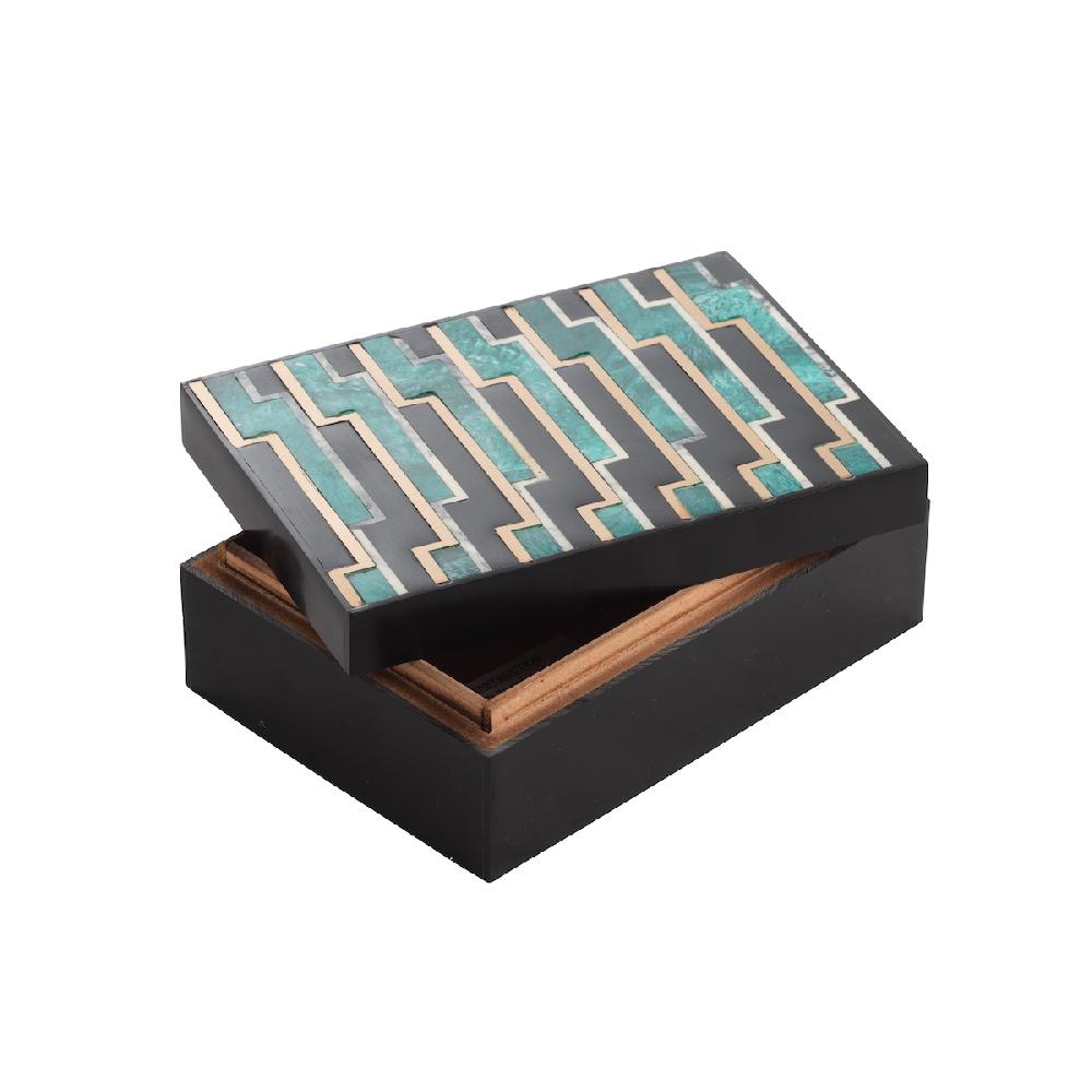 Ashwood Leather BOX RESIN MARBLE GREEN IVORY SS