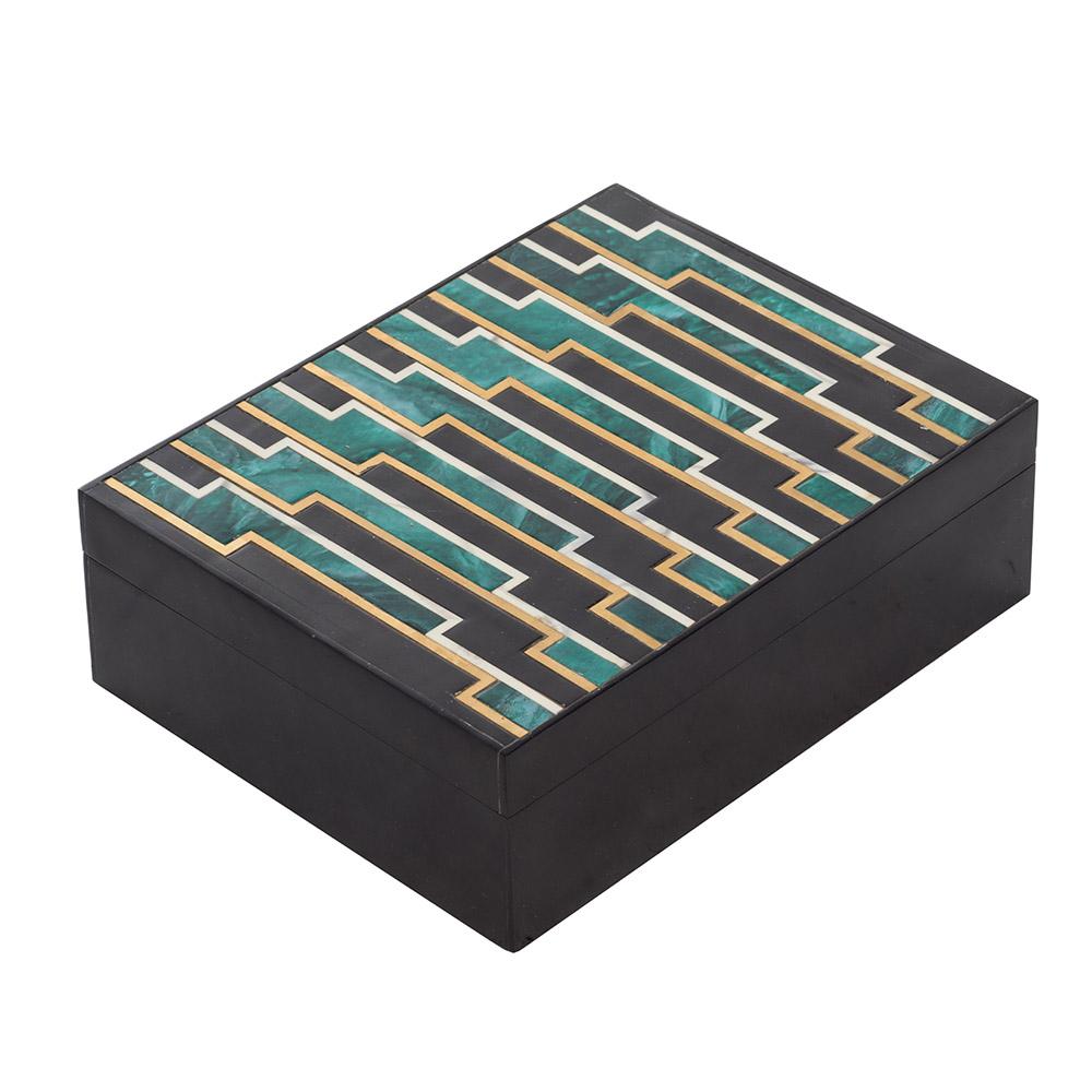 ashwood leather BOX RESIN MARBLE GREEN IVORY