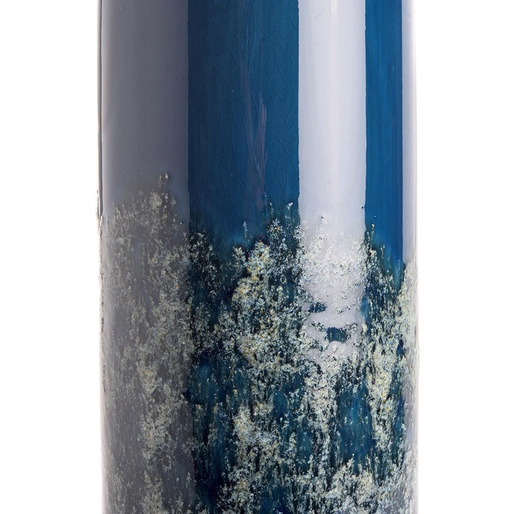 Ashwood Leather COLUMN BLUE CERAMIC VASE L