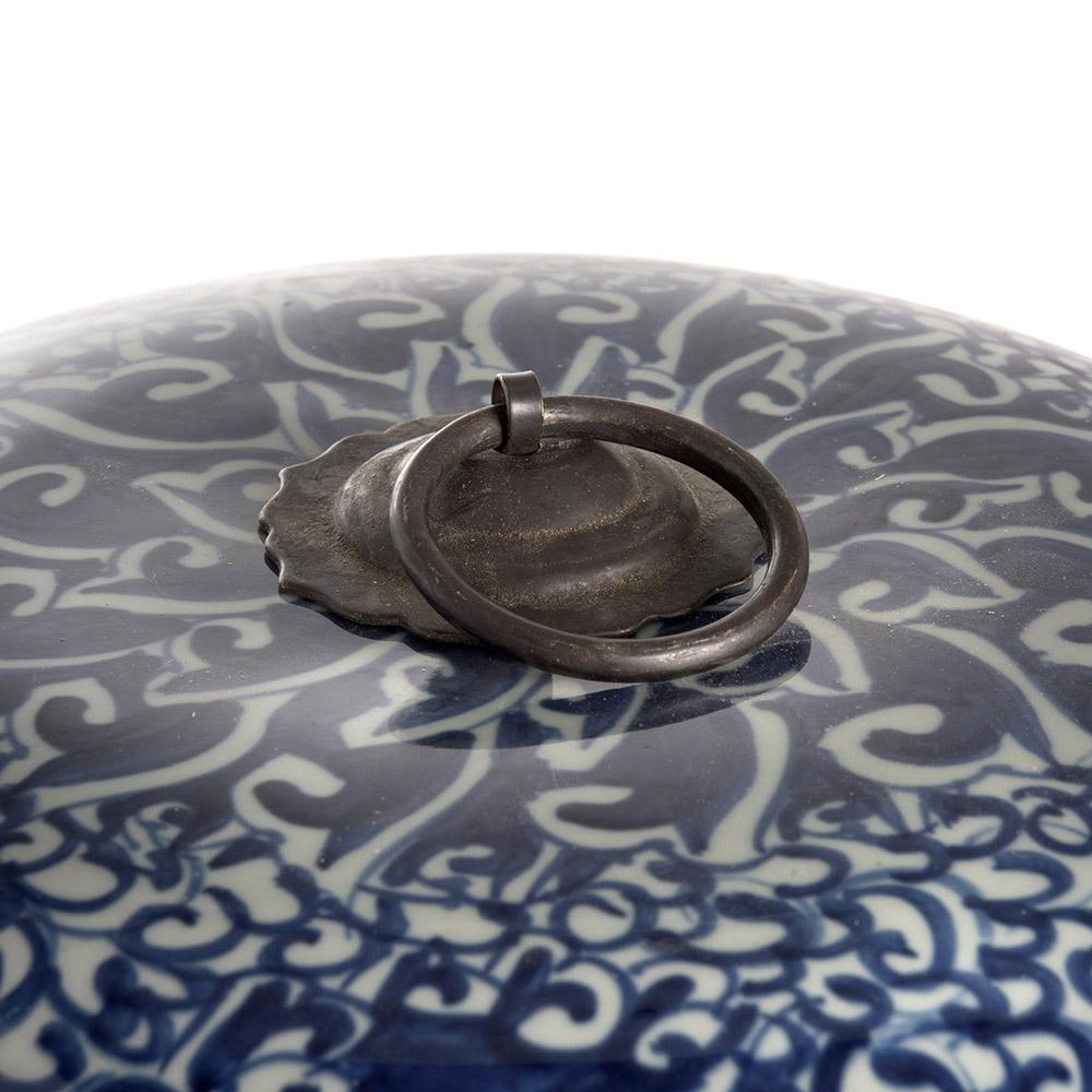 Ashwood Leather CONDIMENTS POT BLUE WHITE CHRYSA