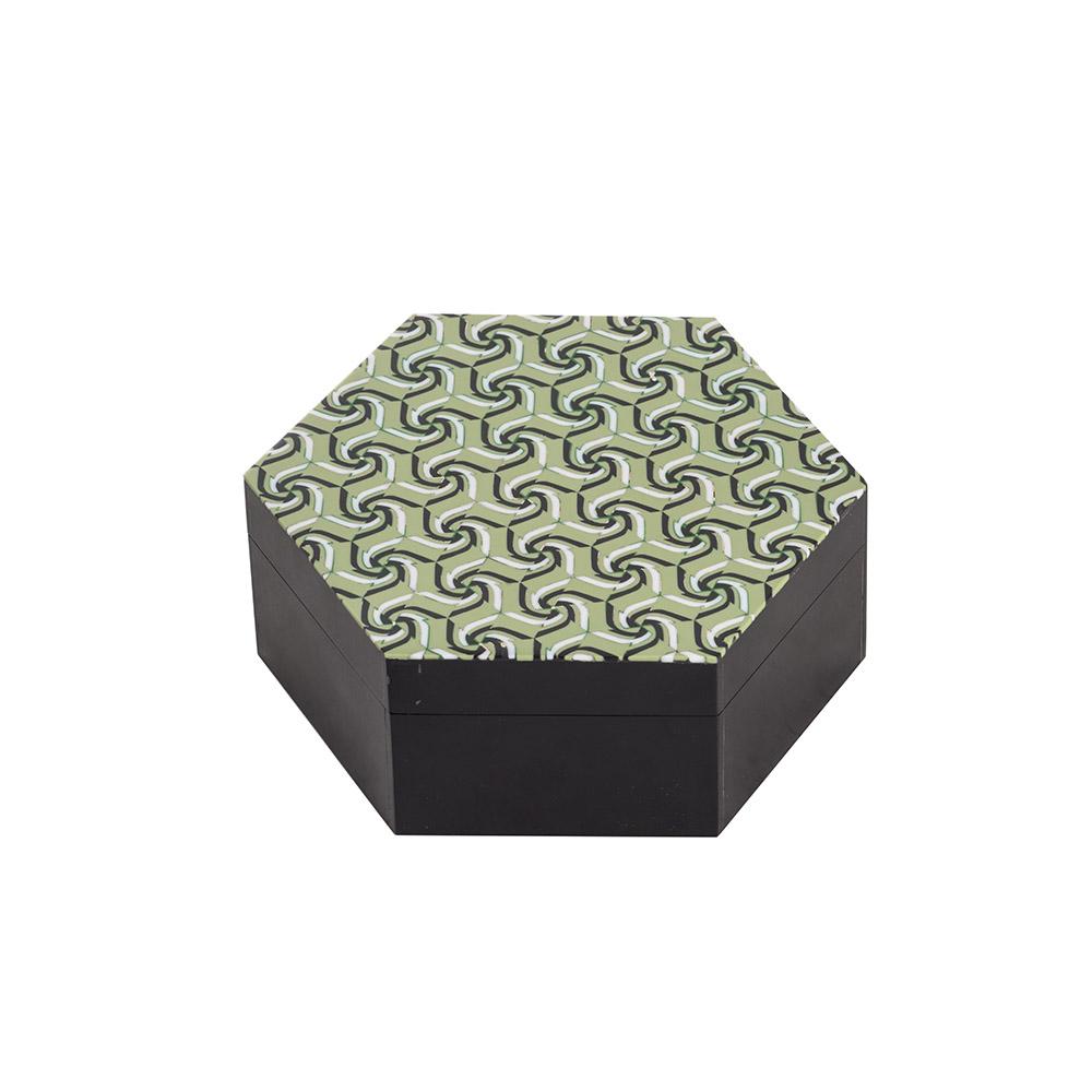ashwood leather HEXAGONAL BOX GREEN WAVES