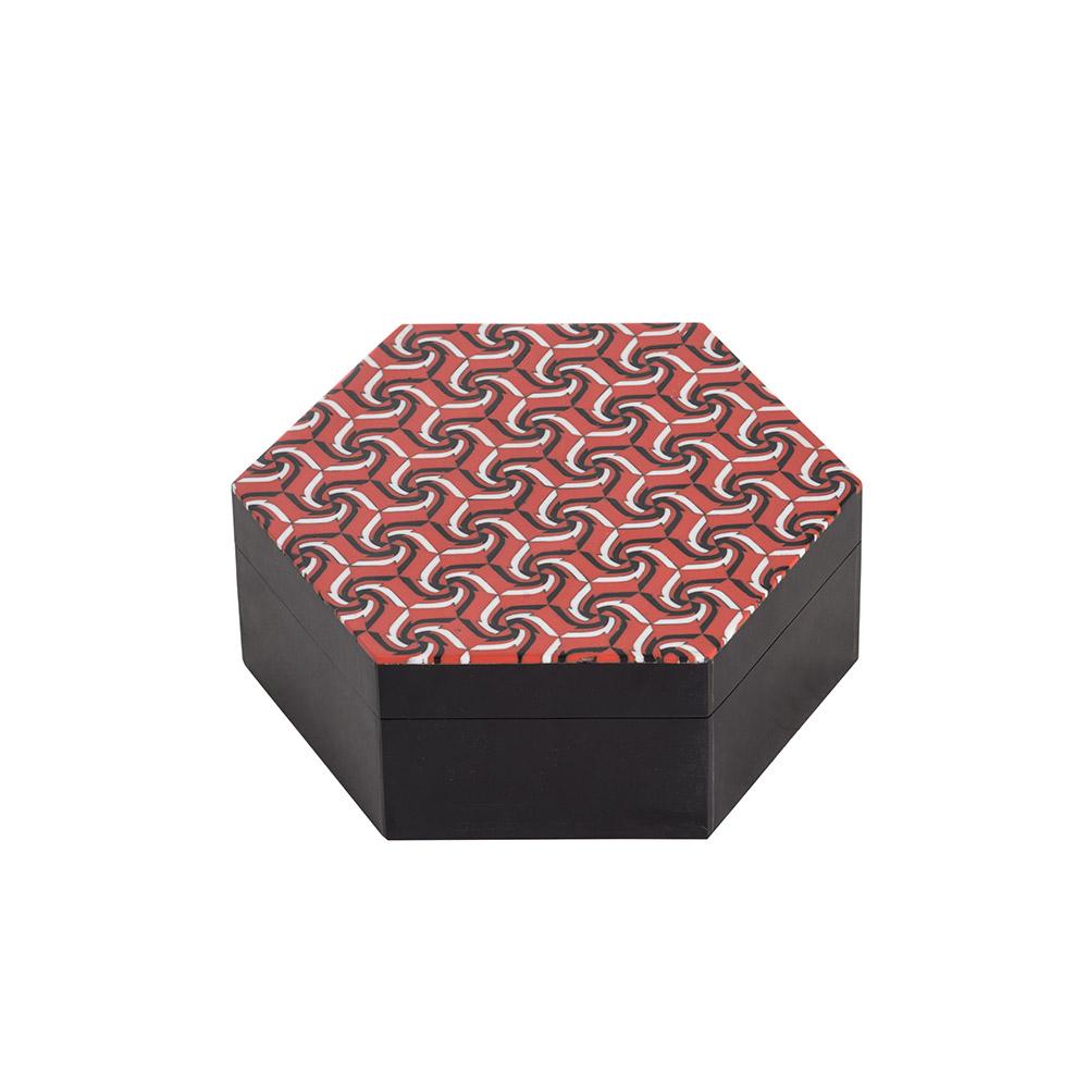 ashwood leather HEXAGONAL BOX RED WAVES