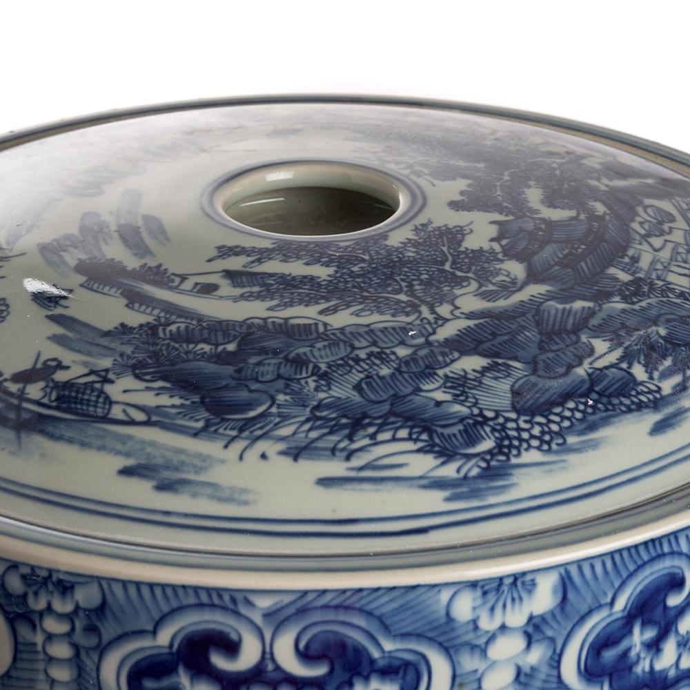 Ashwood Leather JAR BLUE & WHITE GARDEN SCENE