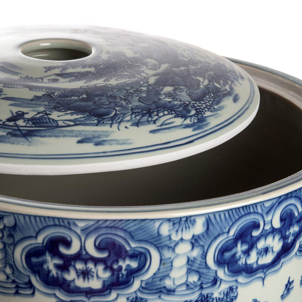 Ashwood Leather JAR BLUE & WHITE GARDEN SCENE