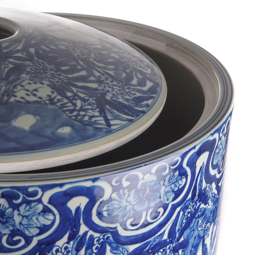 Ashwood Leather JAR HEXAGONAL BLUE WHITE PEACH