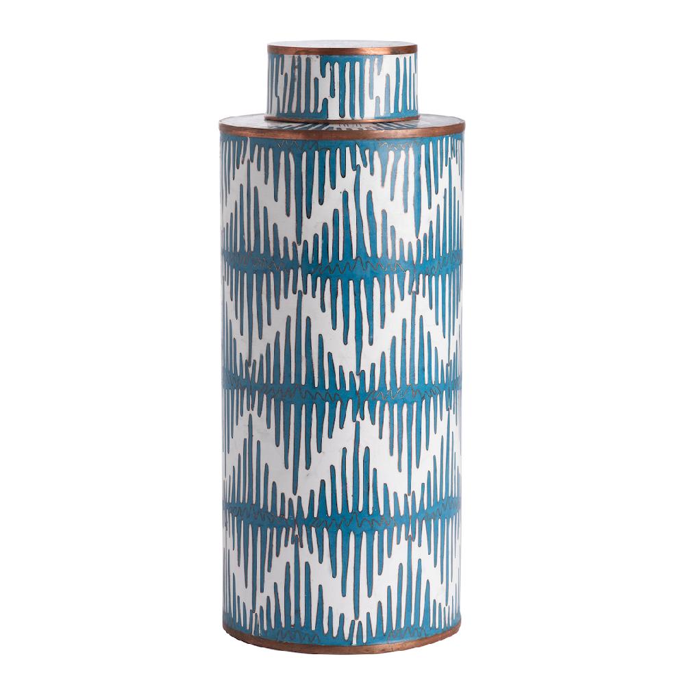 ashwood leather LONG JAR ENAMELED SERENE BLUE